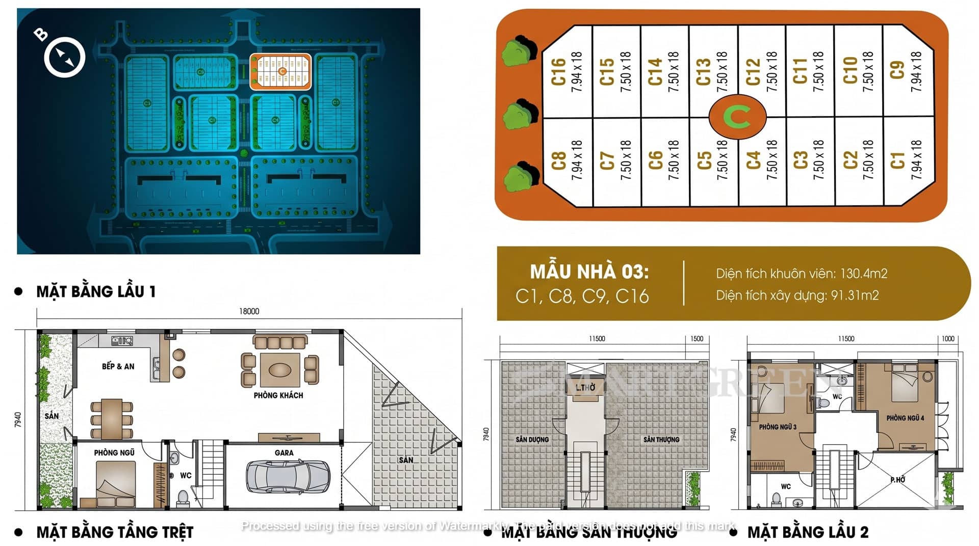 Layout thiết kế nhà phố An Phú New City Mẫu 03 có diện tích đất 130m2
