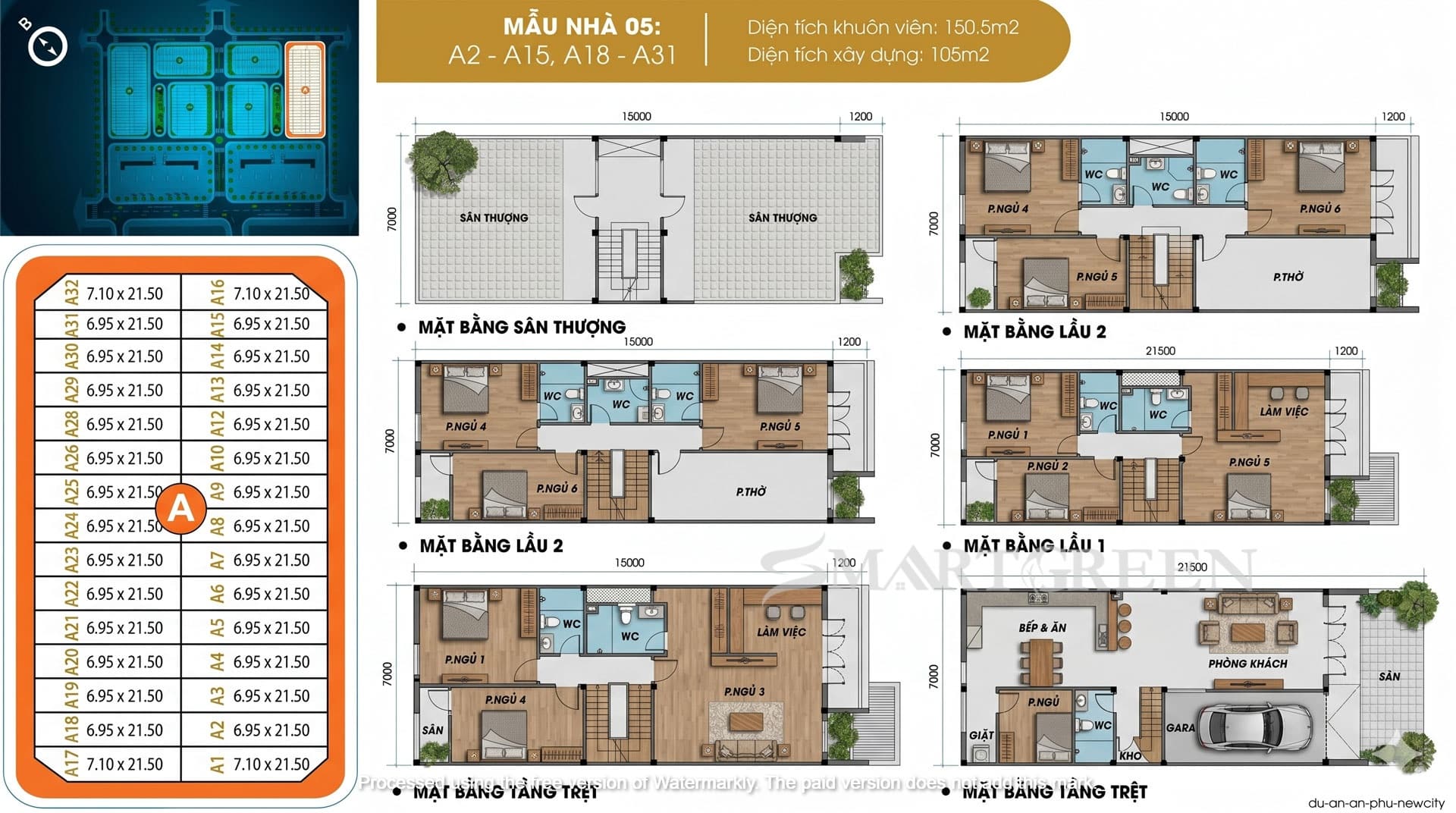 Layout thiết kế nhà phố An Phú New City Mẫu 05 có diện tích đất 150m2