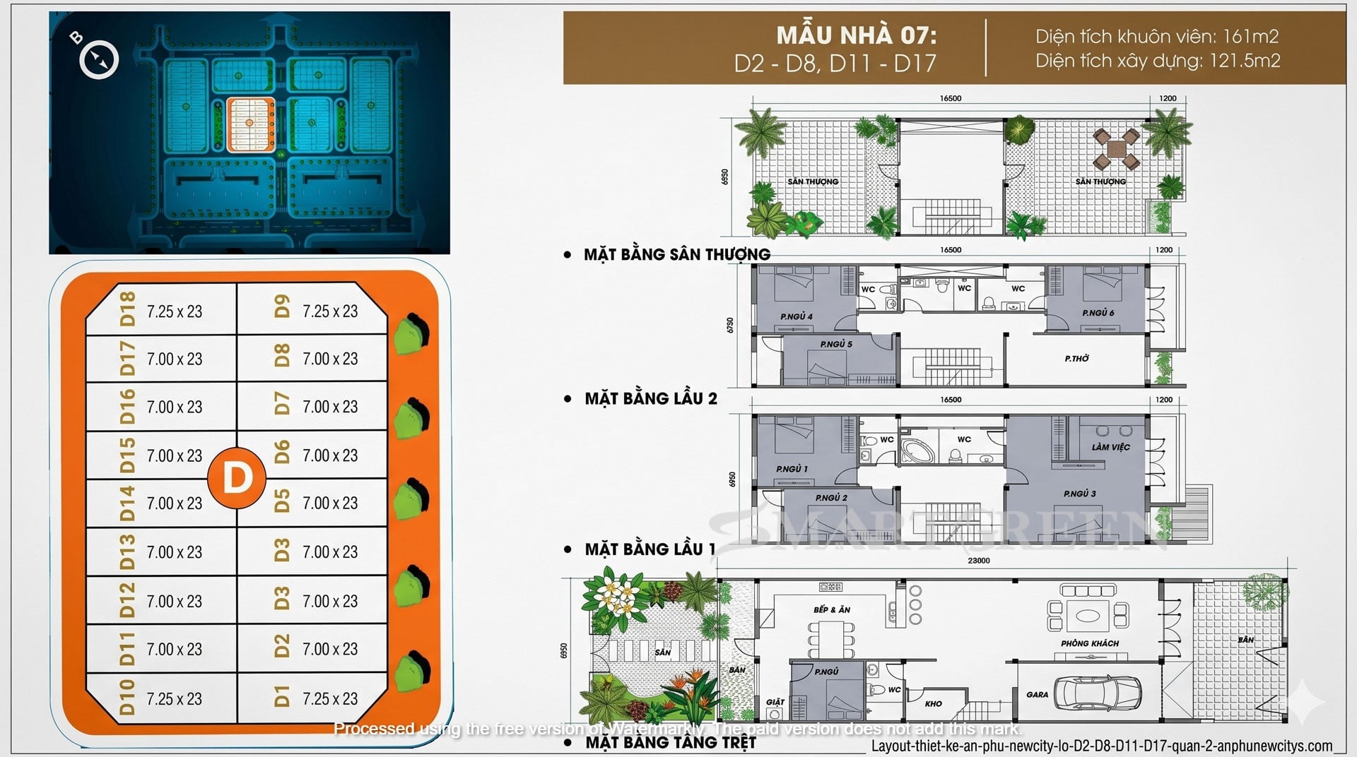 Layout thiết kế nhà phố An Phú New City Mẫu 07 có diện tích đất 161m2