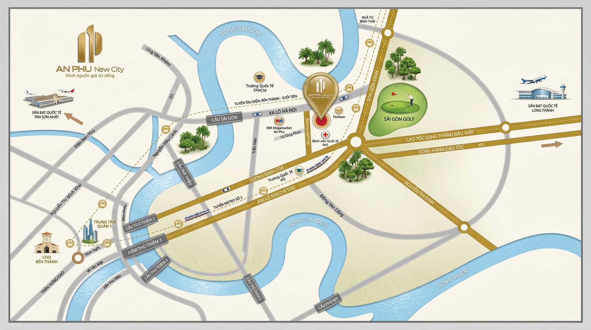 Vị trí An Phú New City tại đường Nguyễn Hoàng, TP Thủ Đức nổi bật với kết nối thuận tiện và lợi thế an cư giữa khu đô thị phát triển.